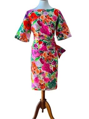 Spring Plus Size Dress 16W Semi Formal 1X Elegant Retro Dress 60s Classic Floral